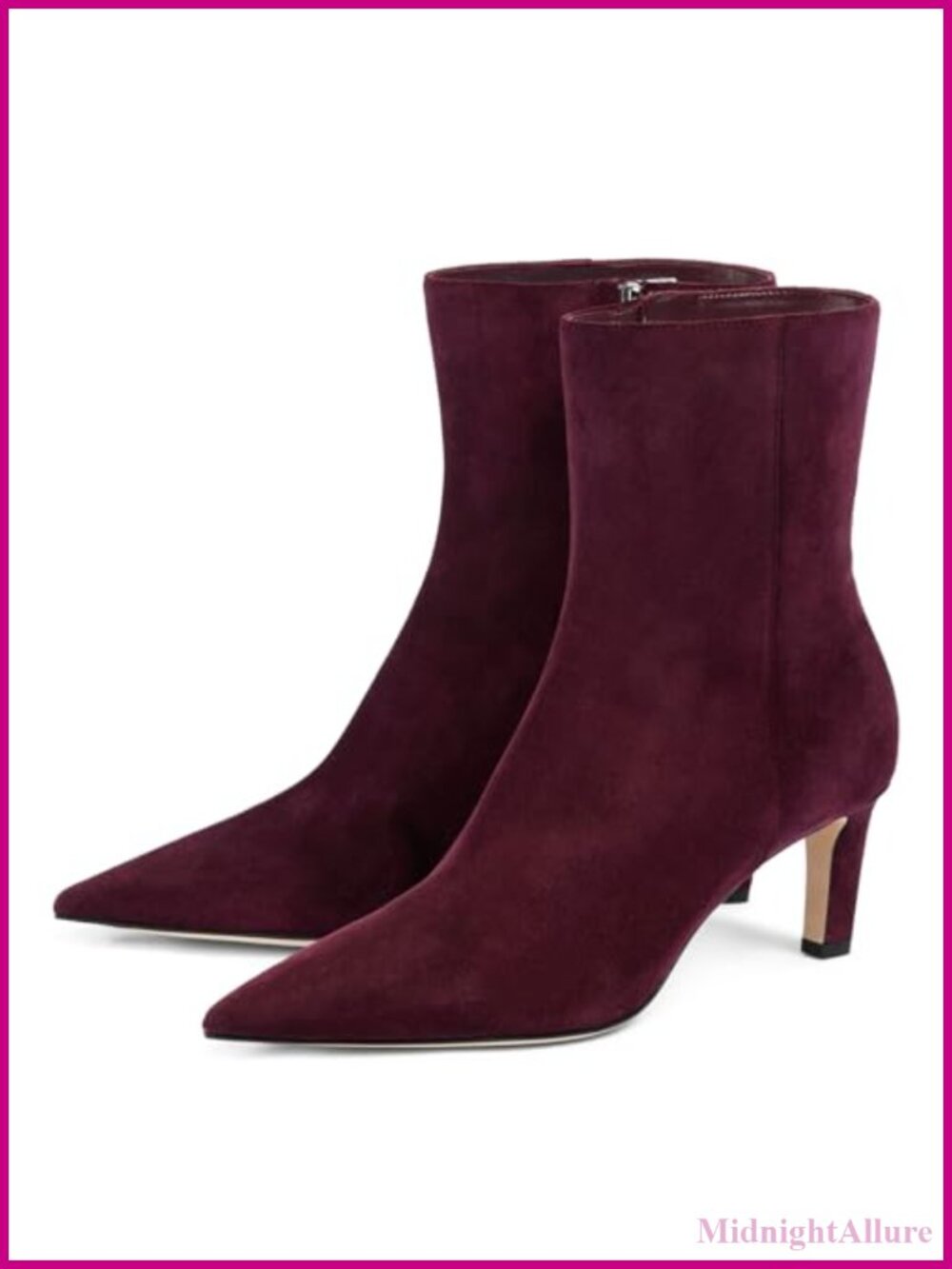 Kitten Heel Ankle Boots Faux Suede Side Zipper Pointed Toe Dressy Booties